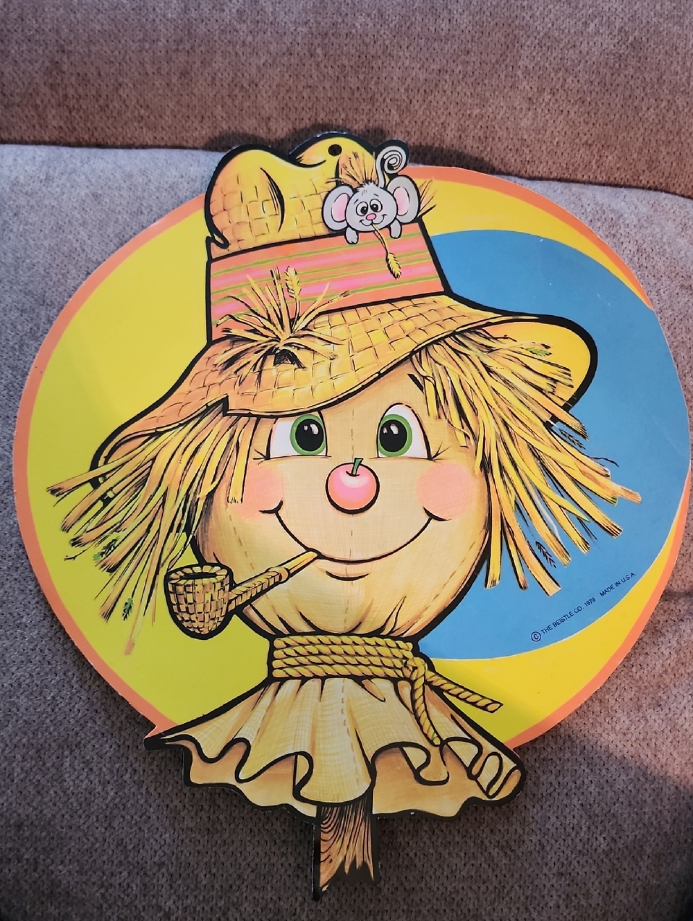 1979 VINTAGE Beistle Halloween Scarecrow Card Board Sign